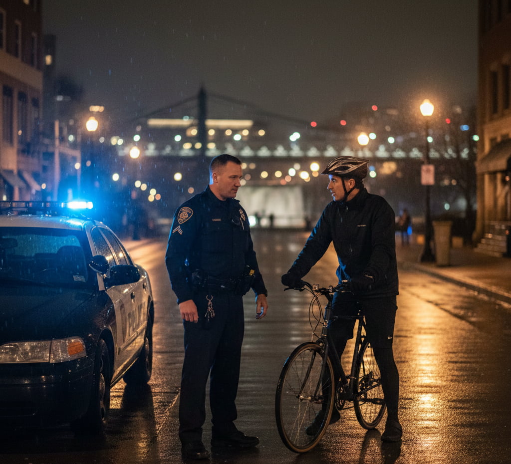 Police stop of a cyclist at night in Greenville SC related to DUI laws